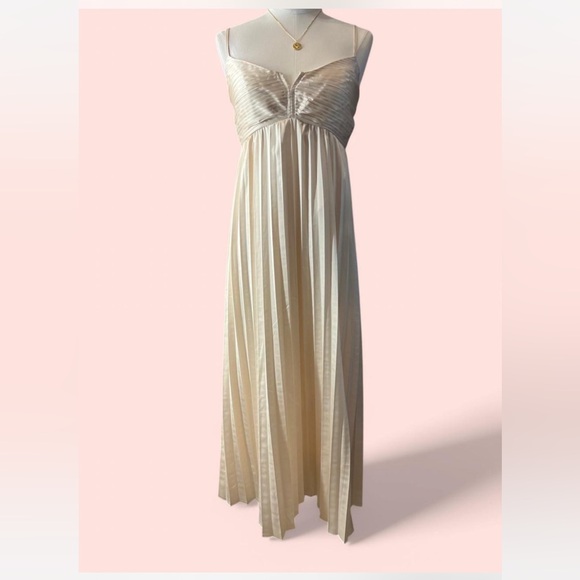 Satin Cream Maxi Dress - Picture 1 of 7
